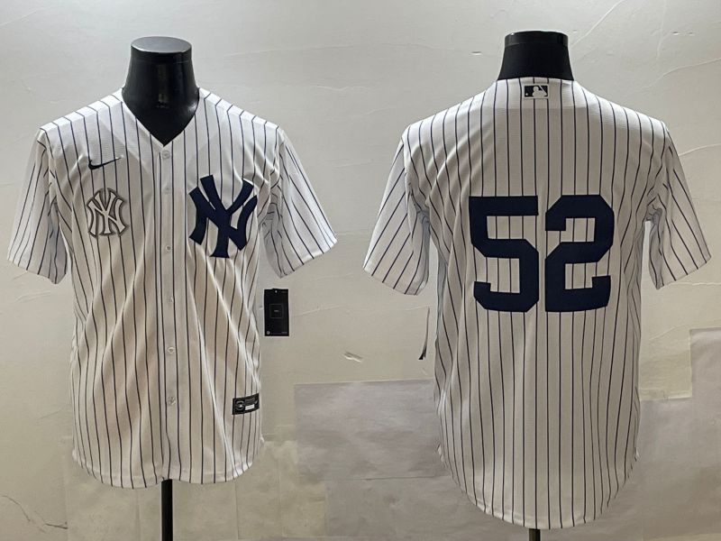 Men New York Yankees 52 No Name White Stripe Game 2025 Nike MLB Jersey style 4